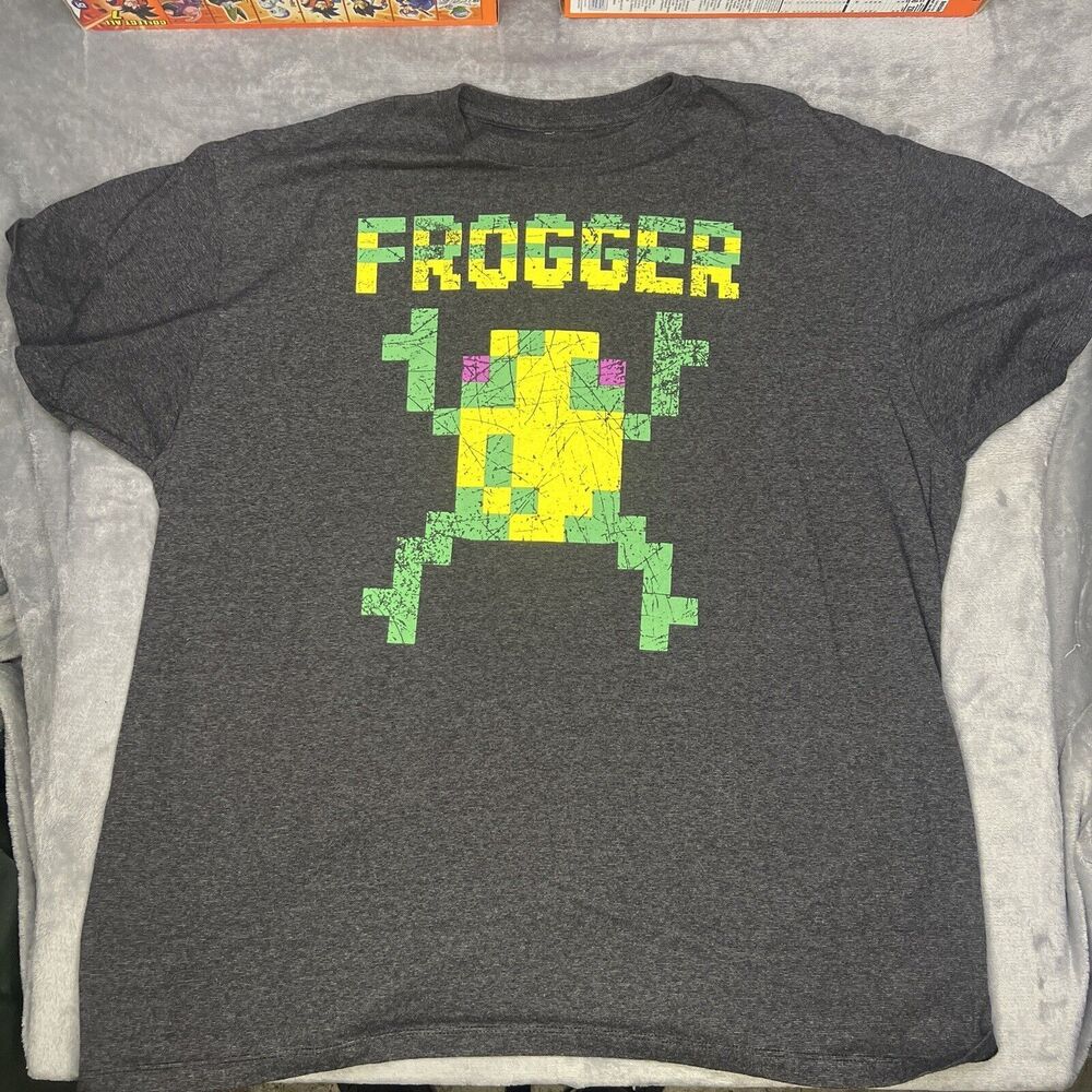 Ripple Junction Adult Shirt 2XL Gray Green Frogger Graphic Short Sleeve Mens